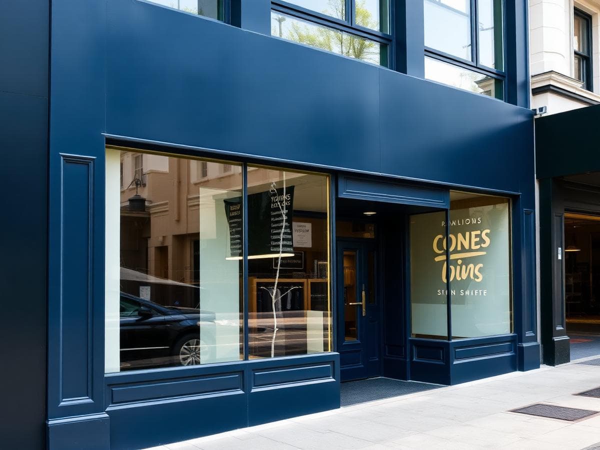 Painted Sydney retail shopfront in deep navy